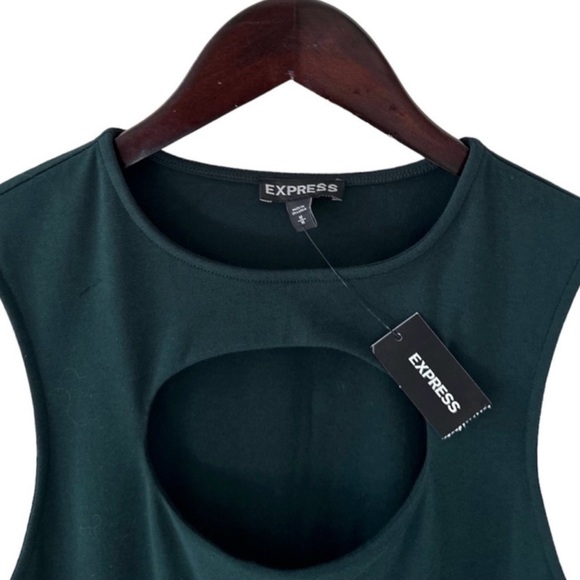 Express Forest Green Sleeveless Cutout Front Top Size Medium - Picture 3 of 8